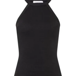 Damen Ribbed Halterneck Top